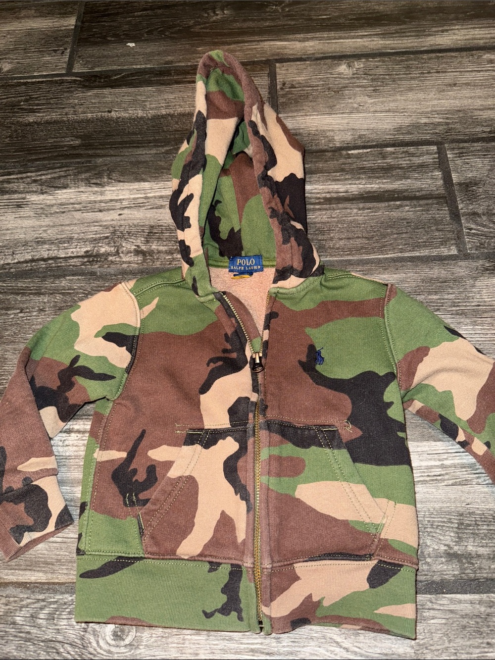 Polo by Ralph Lauren Kids Camo Zip Hoodie in Green/Brown/Tan